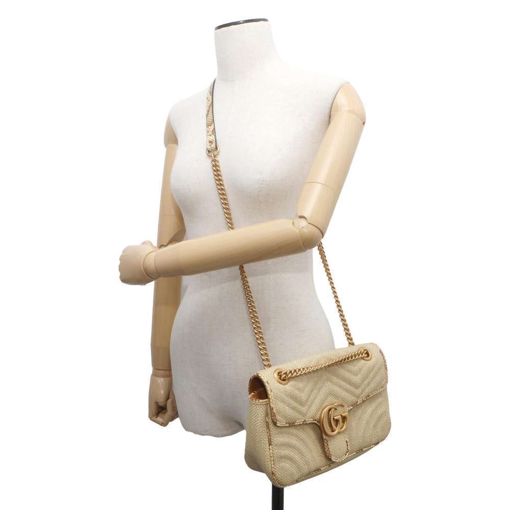 Gucci Gg Marmont Raffia Python Leather Chain Shou… - image 5